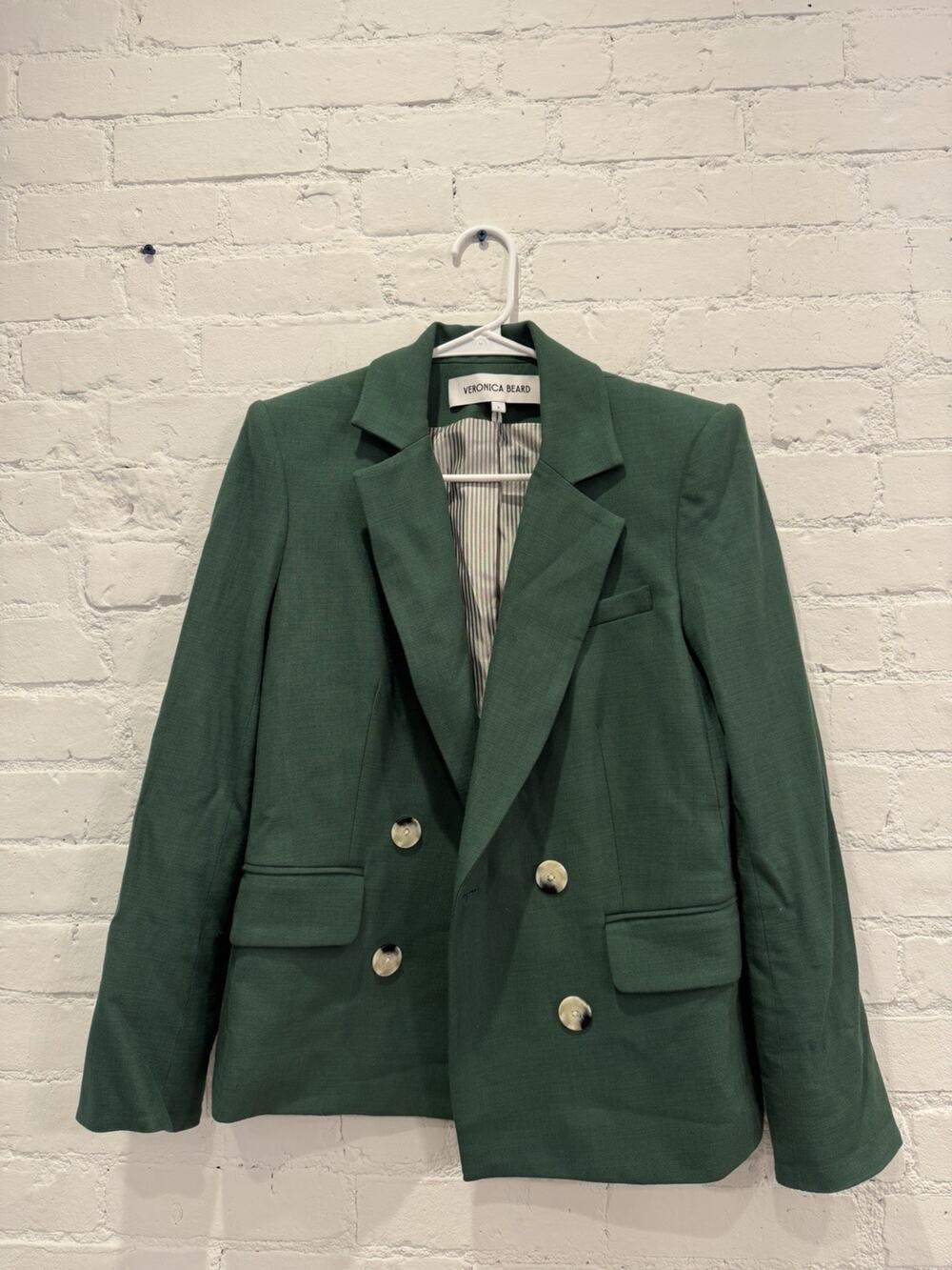 Veronica Beard Kona Dickey Jacket Green Double Breasted Blazer Size 6 NWOT